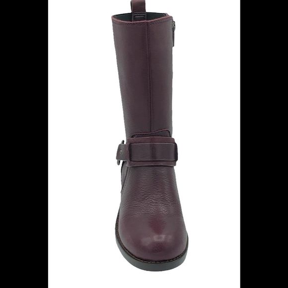 Vince Camuto Leather Buckle Mid Calf Boots Wellery Dark Wood - Medium - Picture 3 of 5